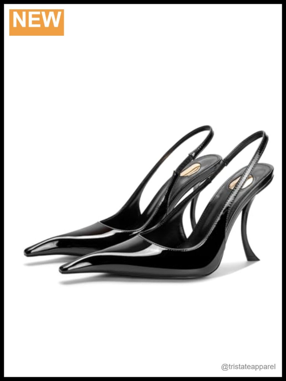 Slingback Kitten Heels Pointed Toe Faux Leather Pumps